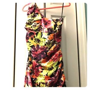 One shoulder floral dress